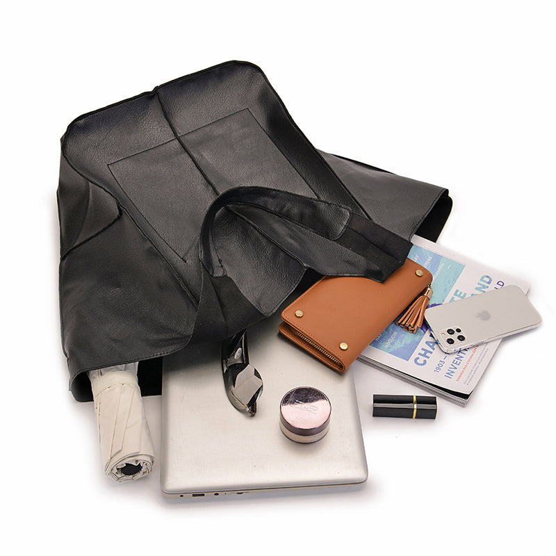 Oversized Leder-Weekender-Handtasche