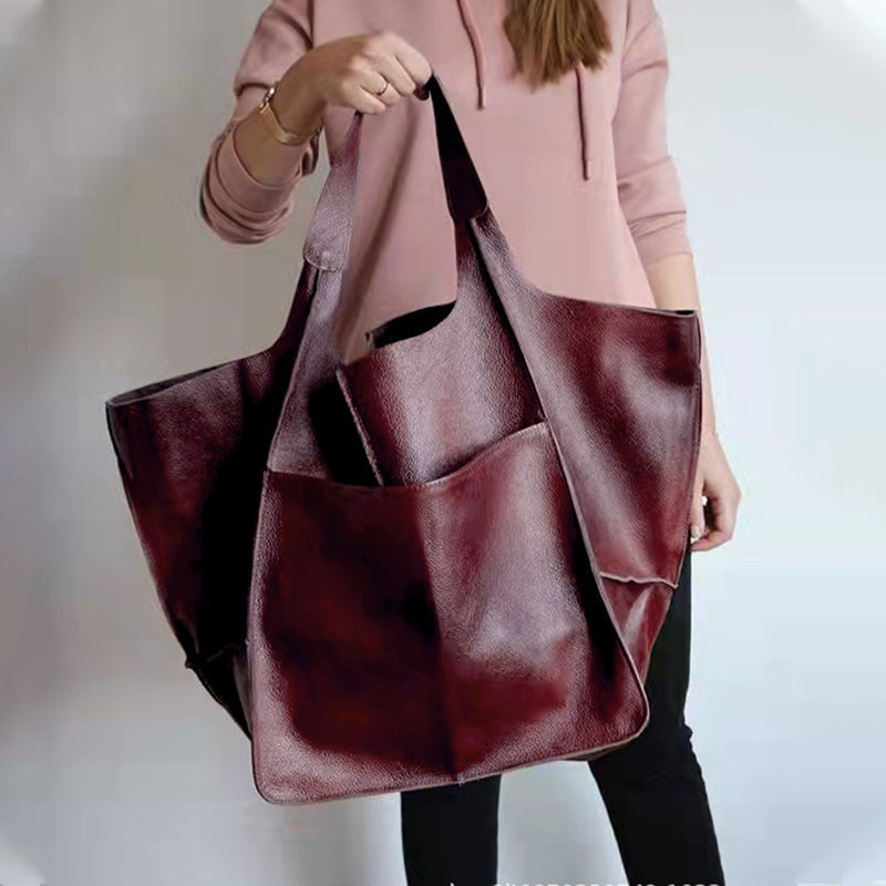 Oversized Leder-Weekender-Handtasche