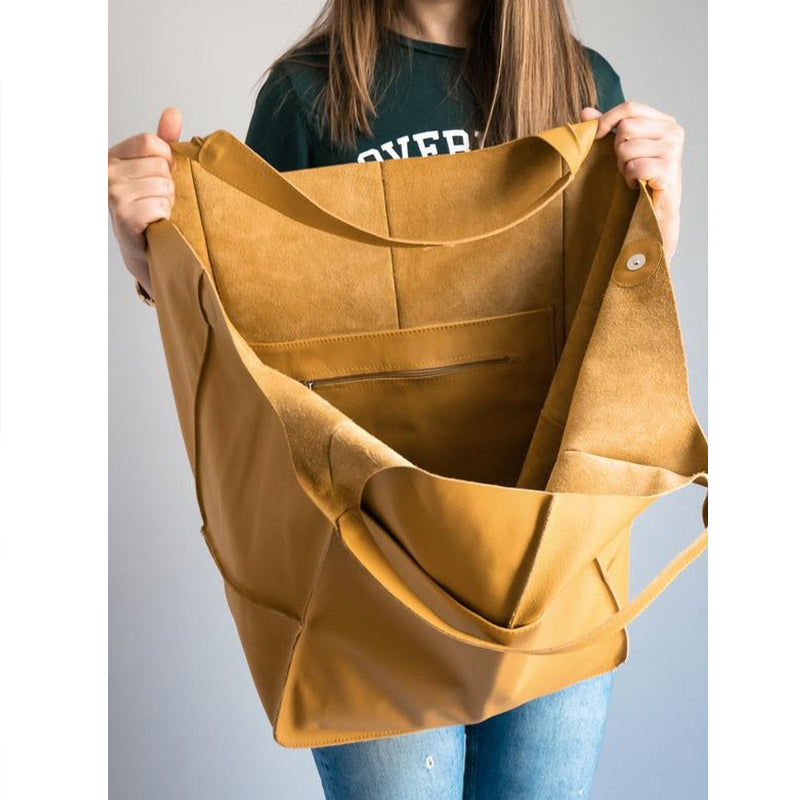 Oversized Leder-Weekender-Handtasche
