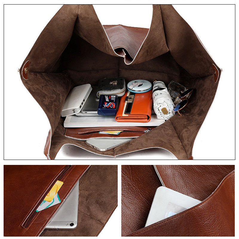 Oversized Leder-Weekender-Handtasche