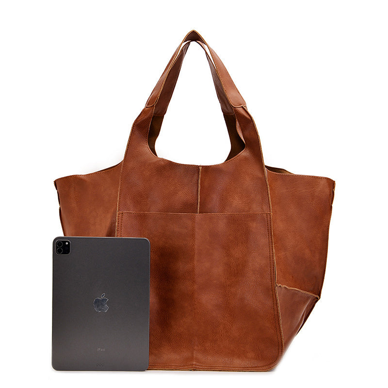 Oversized Leder-Weekender-Handtasche