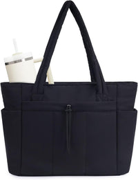 Gesteppte Puffer-Tote-Tasche mit Becherhalter und Laptopfach für Reise und Arbeit