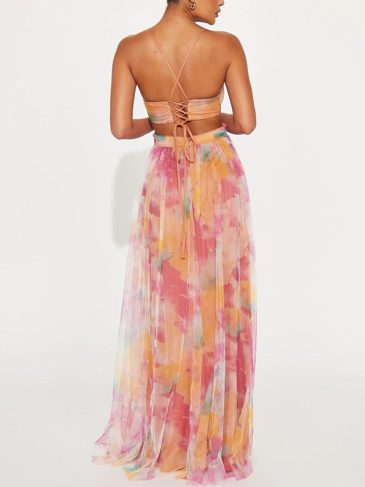 Ärmelloses Damen-Maxikleid mit Blumenmuster