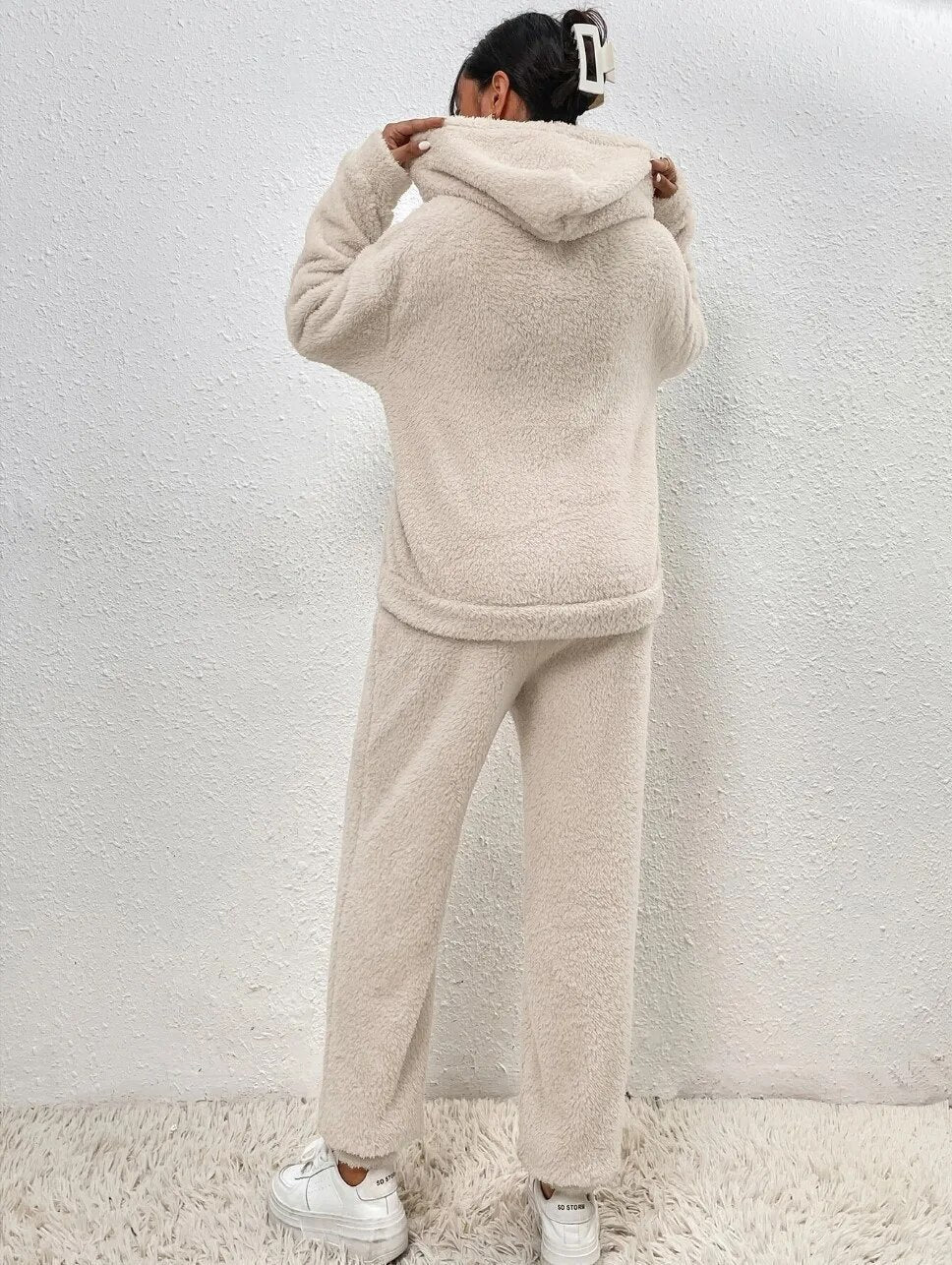 Ultra-bequemer Kapuzen-Pyjama aus Teddy-Fleece | unvergleichlicher Komfort und Stil für die Erholung zu Hause