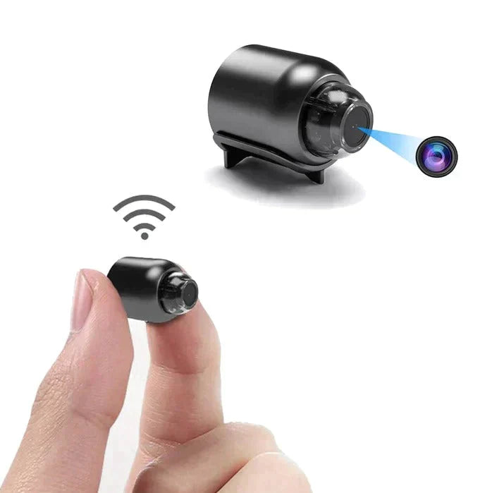 Ultrakompakte WLAN-IP-Kamera mit 1080p Full HD, 120°-Weitwinkelobjektiv, Infrarot-Nachtsicht, Bewegungsmelder, 2-Weg-Audio und globalem Fernzugriff