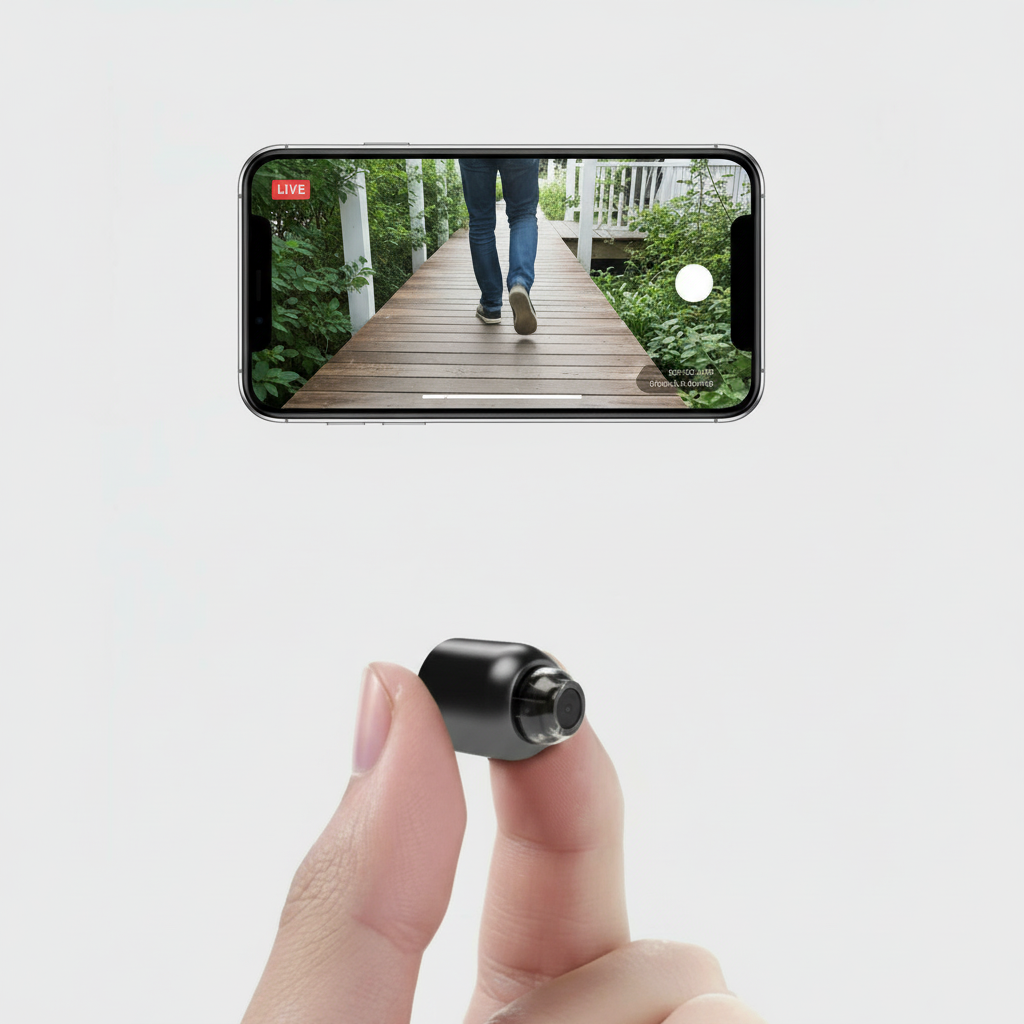 Ultrakompakte WLAN-IP-Kamera mit 1080p Full HD, 120°-Weitwinkelobjektiv, Infrarot-Nachtsicht, Bewegungsmelder, 2-Weg-Audio und globalem Fernzugriff