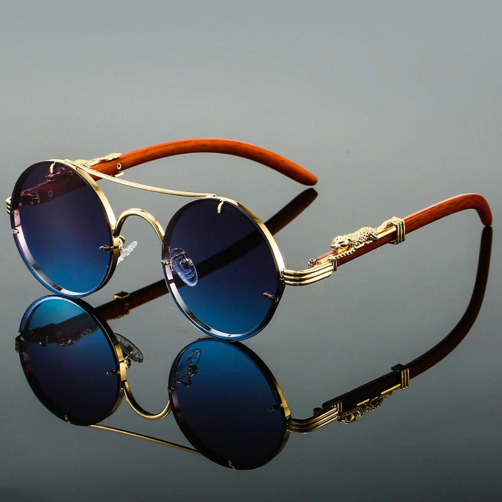Unisex runde Sonnenbrille mit Doppelsteg und Verlaufsgläsern