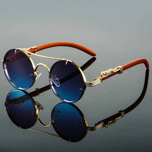 Unisex runde Sonnenbrille mit Doppelsteg und Verlaufsgläsern