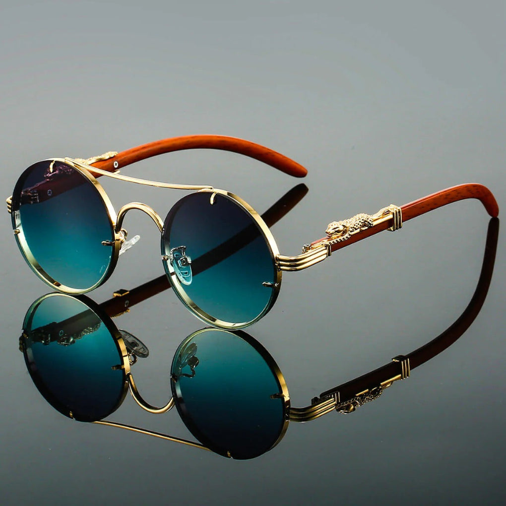 Unisex runde Sonnenbrille mit Doppelsteg und Verlaufsgläsern