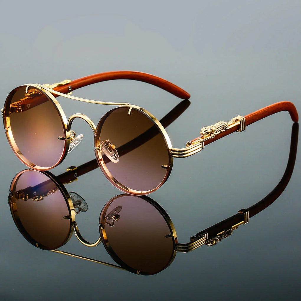 Unisex runde Sonnenbrille mit Doppelsteg und Verlaufsgläsern