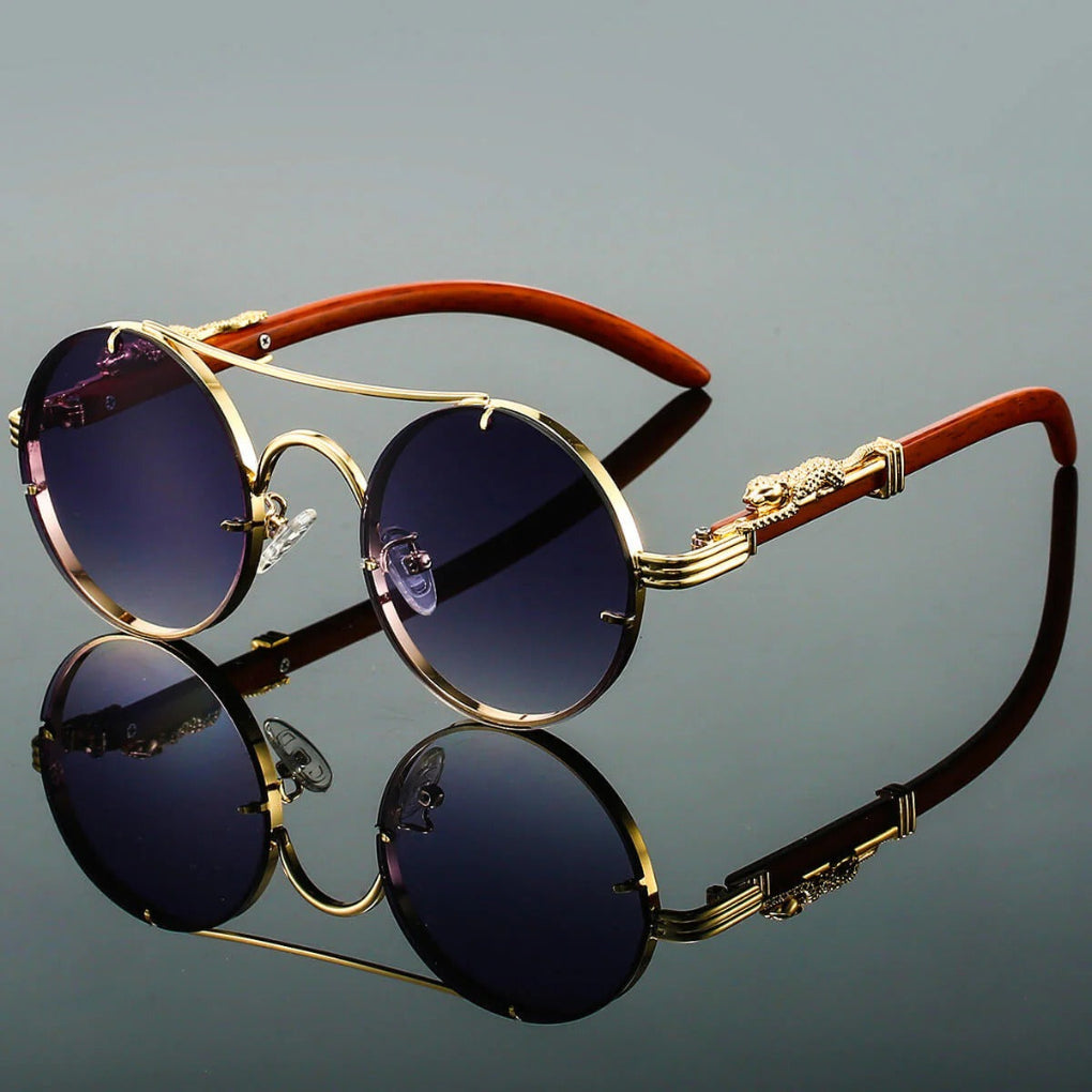 Unisex runde Sonnenbrille mit Doppelsteg und Verlaufsgläsern