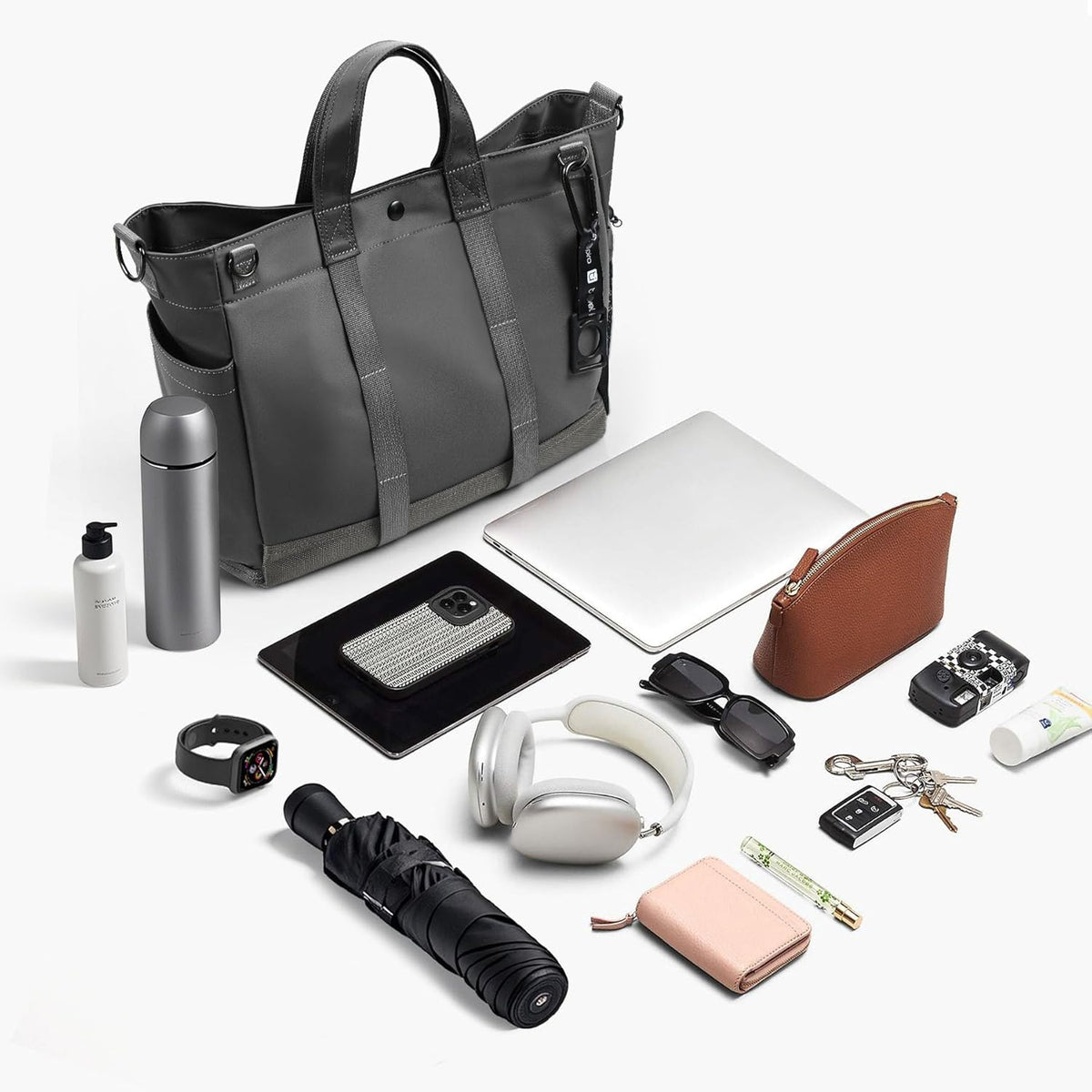 Unisex Laptoptasche mit mehreren Fächern und verstellbarem Schultergurt