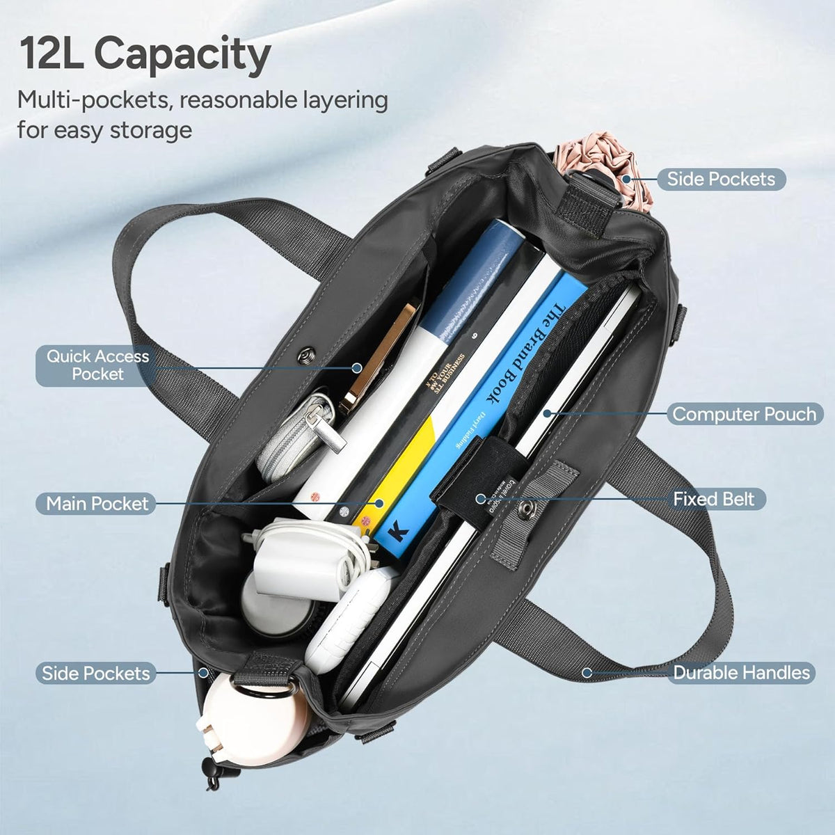 Unisex Laptoptasche mit mehreren Fächern und verstellbarem Schultergurt