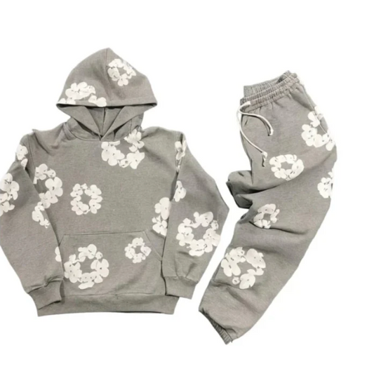 Unisex Herbst-Jogginganzug mit Blumenmuster und ikonischen Motiven