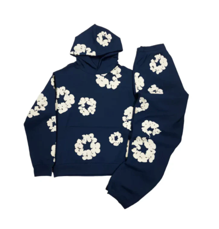 Unisex Herbst-Jogginganzug mit Blumenmuster und ikonischen Motiven