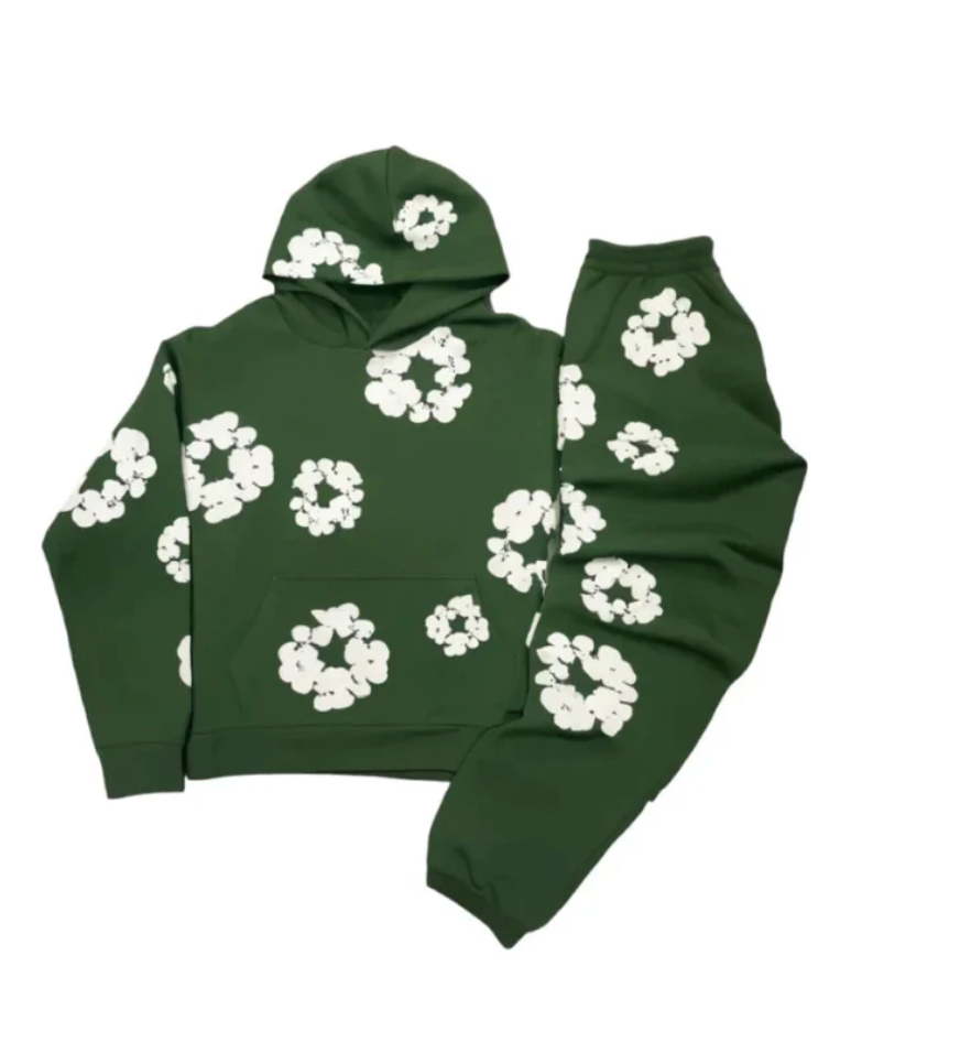 Unisex Herbst-Jogginganzug mit Blumenmuster und ikonischen Motiven