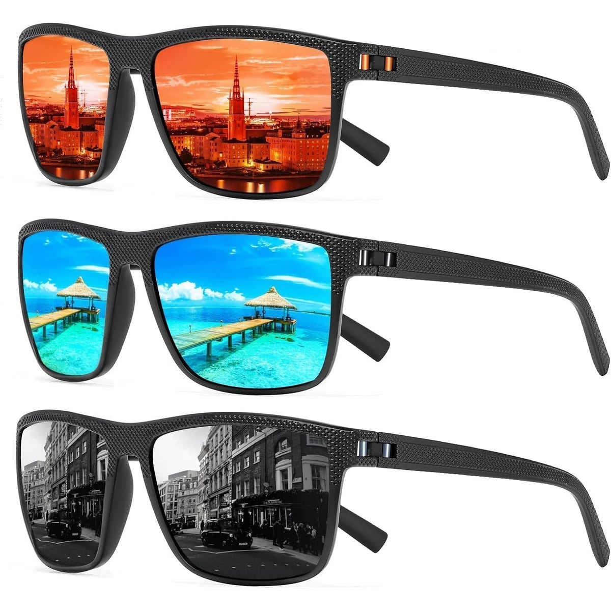 Unisex polarisierte Sonnenbrille (3er-Pack) – Mit optimalem UV400-Schutz
