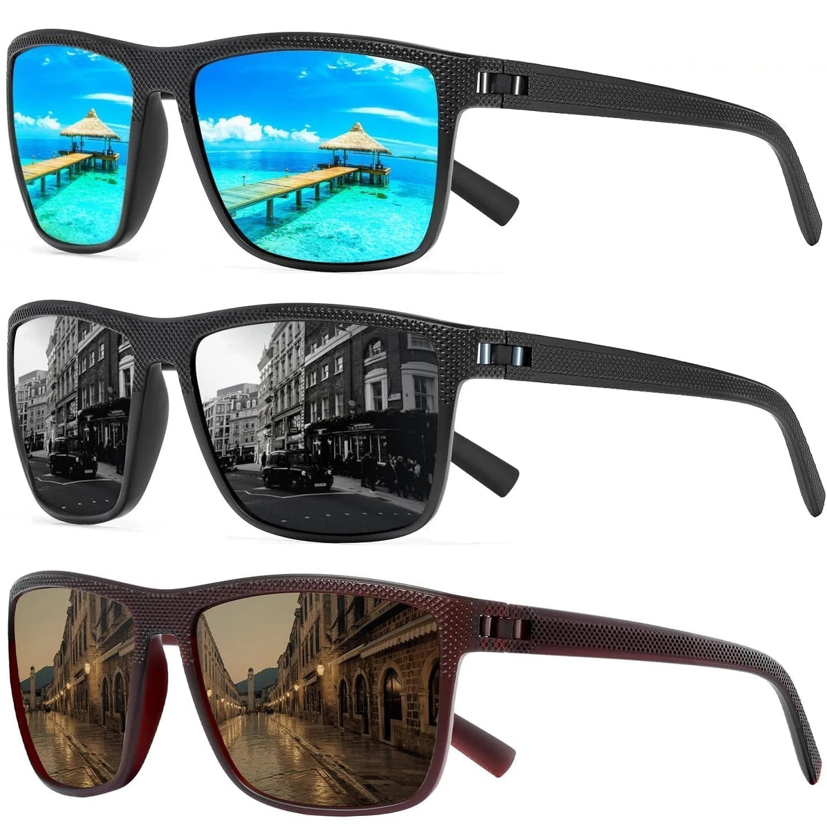 Unisex polarisierte Sonnenbrille (3er-Pack) – Mit optimalem UV400-Schutz