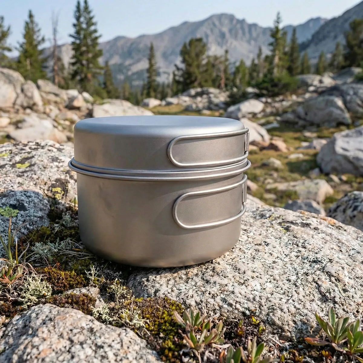 Unisex Titan Kochgeschirr-Set mit klappbarem Griff fürs Rucksackwandern
