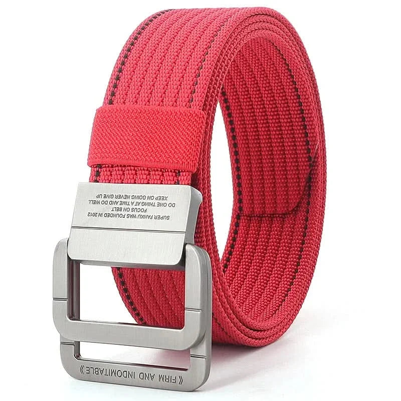 Unisex Stoffgürtel – mit Doppel-D-Ring-Metallschnalle, verstellbar