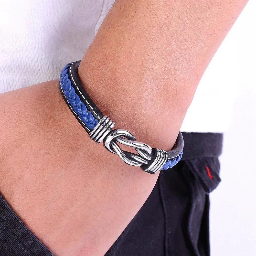Unisex Lederarmband mit ewigem Liebesknoten