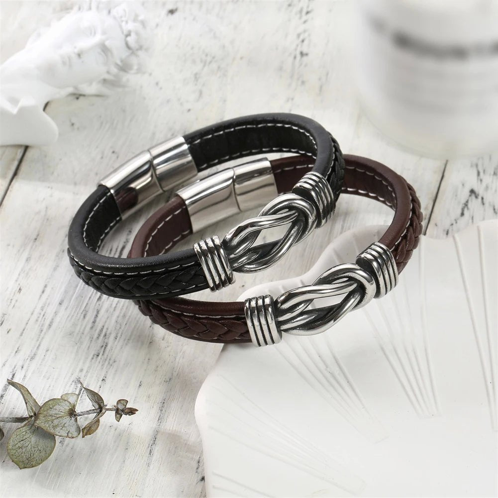 Unisex Lederarmband mit ewigem Liebesknoten