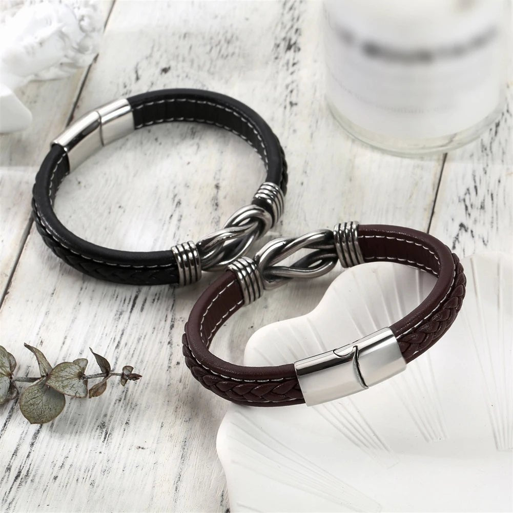 Unisex Lederarmband mit ewigem Liebesknoten