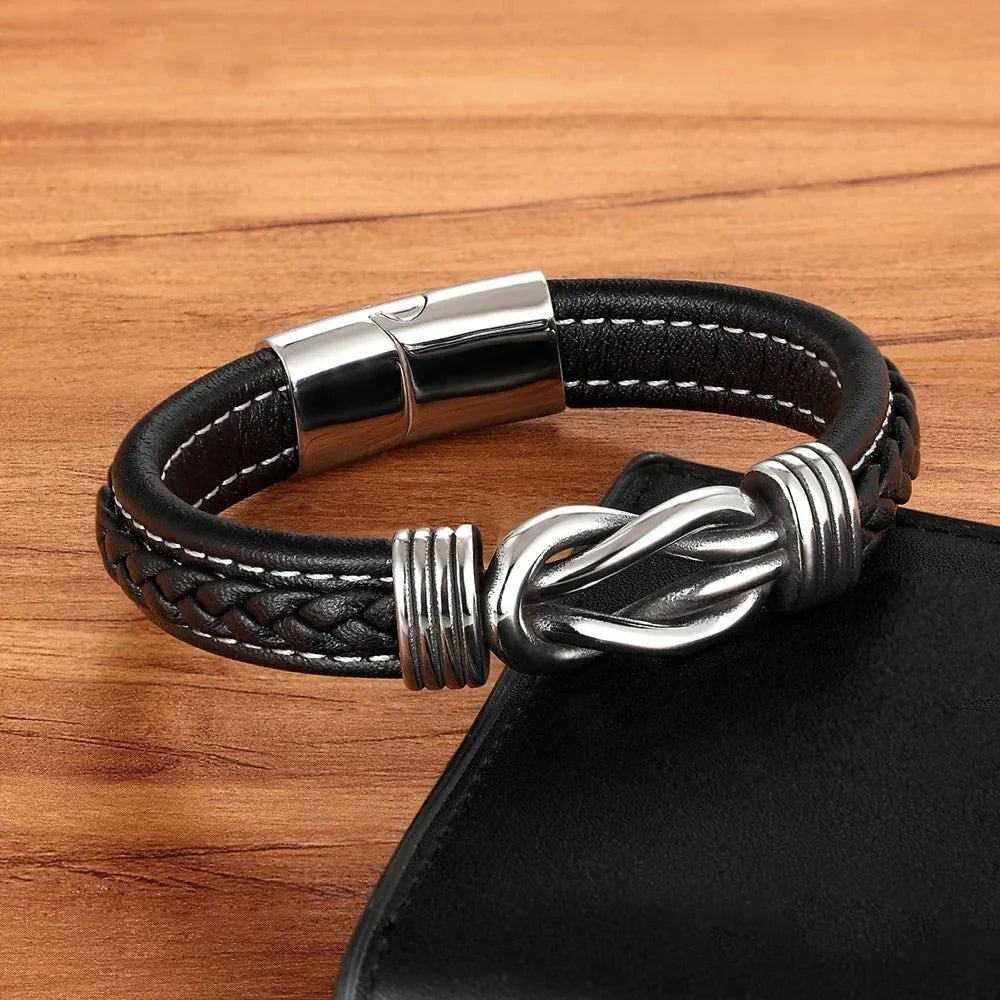 Unisex Lederarmband mit ewigem Liebesknoten