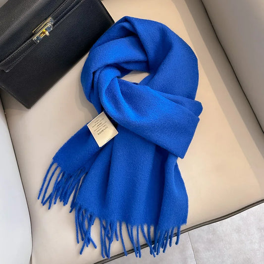 Unisex schmaler Wollschal - einfarbig, warm und weich