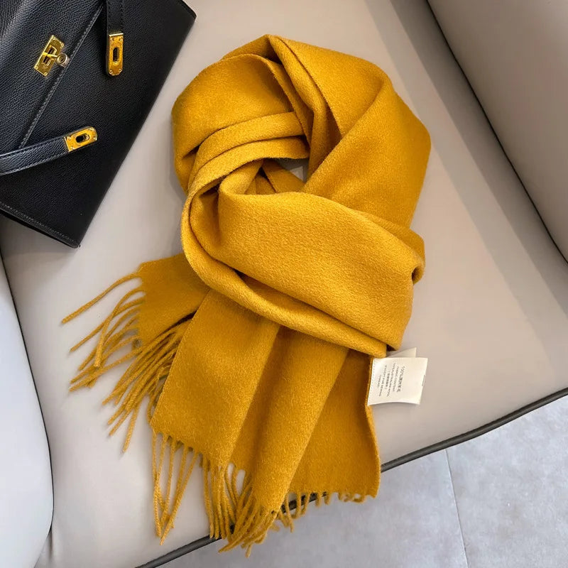 Unisex schmaler Wollschal - einfarbig, warm und weich