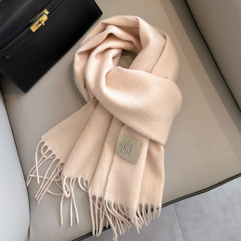 Unisex schmaler Wollschal - einfarbig, warm und weich