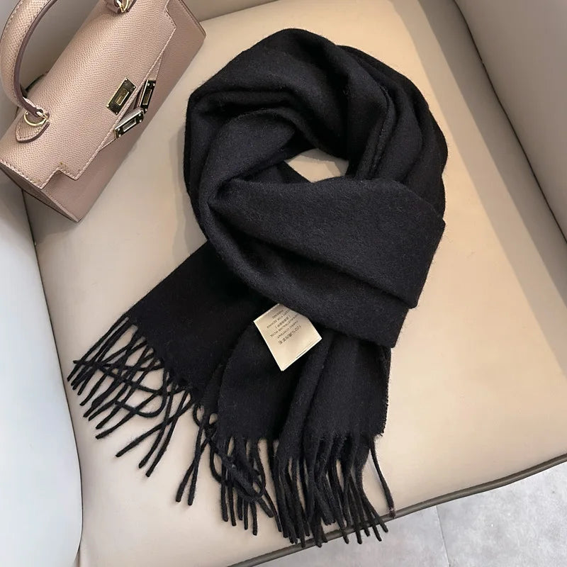Unisex schmaler Wollschal - einfarbig, warm und weich