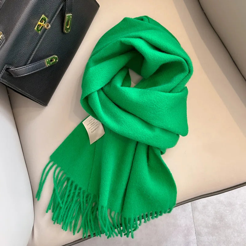 Unisex schmaler Wollschal - einfarbig, warm und weich