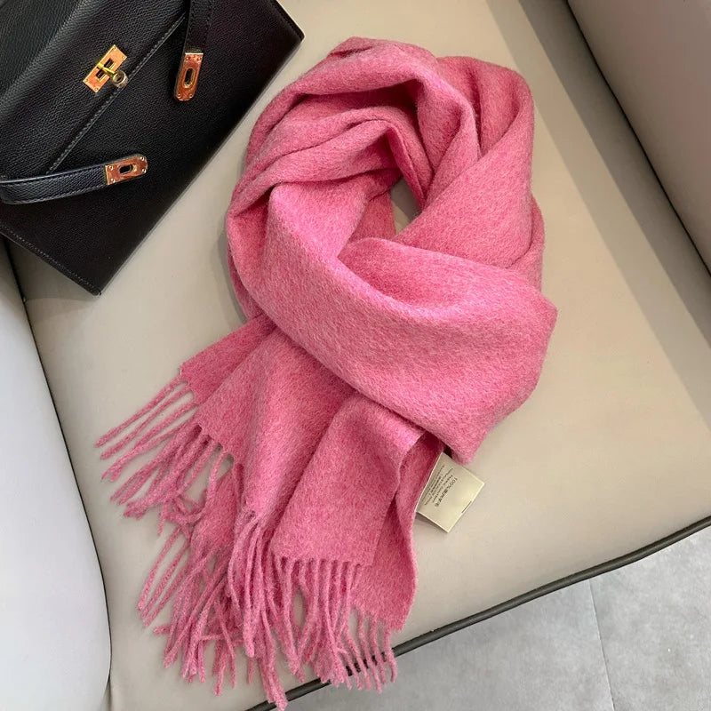 Unisex schmaler Wollschal - einfarbig, warm und weich