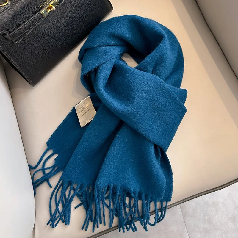 Unisex schmaler Wollschal - einfarbig, warm und weich