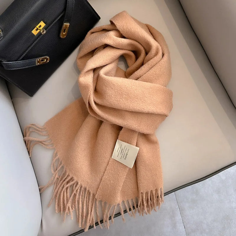 Unisex schmaler Wollschal - einfarbig, warm und weich