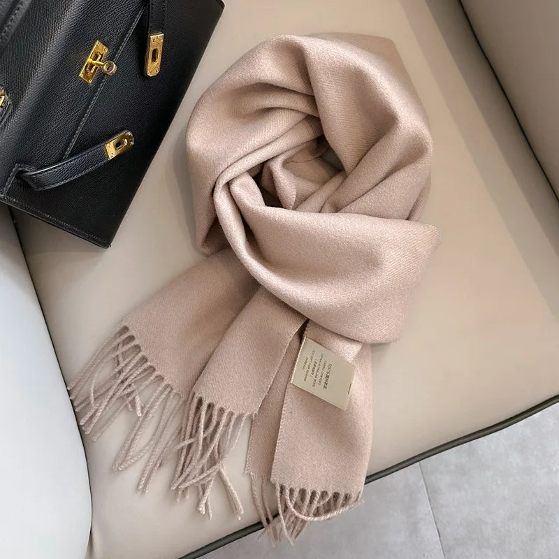 Unisex schmaler Wollschal - einfarbig, warm und weich