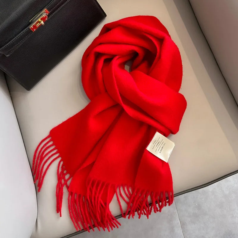 Unisex schmaler Wollschal - einfarbig, warm und weich