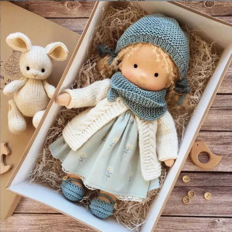 Unisex handgefertigte Waldorf-inspirierte Plüschpuppe