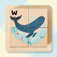 Unisex Montessori 6-in-1 Holz-Tierpuzzle