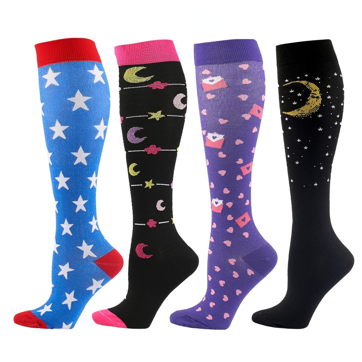 Unisex bunte Kompressionssocken (4 Paar)