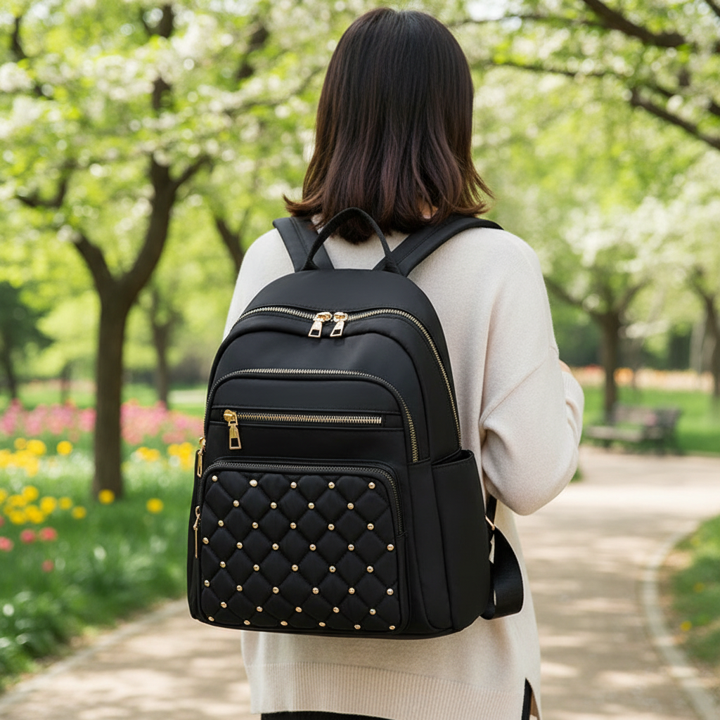 Unisex wasserdichter Nylon-Rucksack – Elegant und geräumig für den Alltag