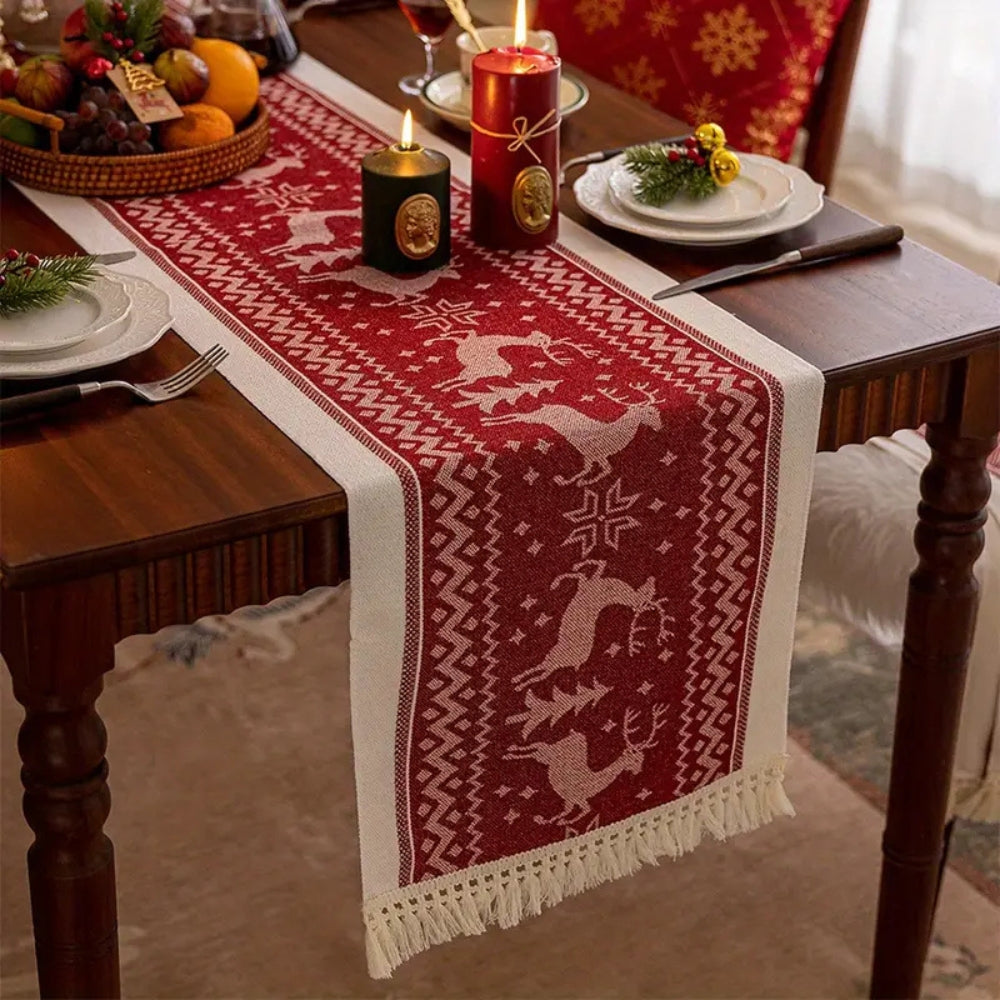 Festlicher Weihnachts-Tischläufer mit Elchmuster