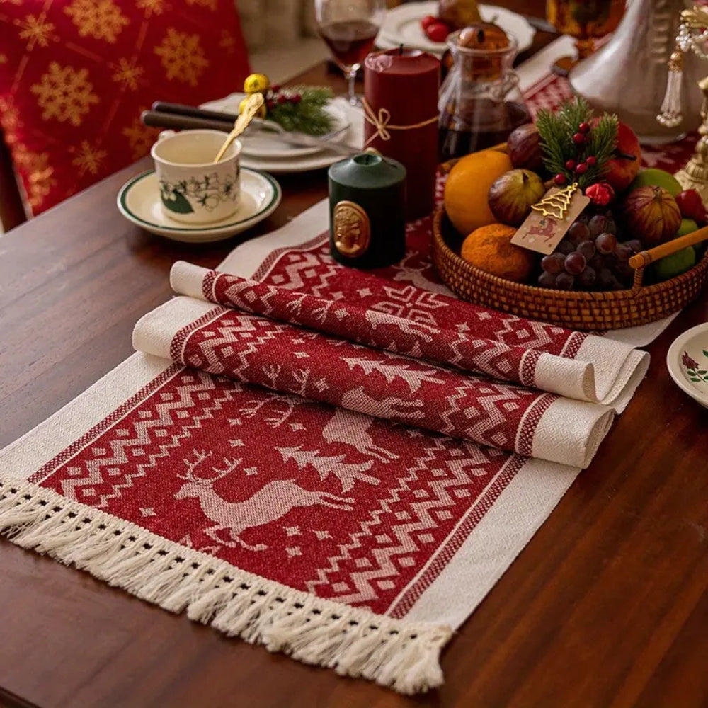 Festlicher Weihnachts-Tischläufer mit Elchmuster