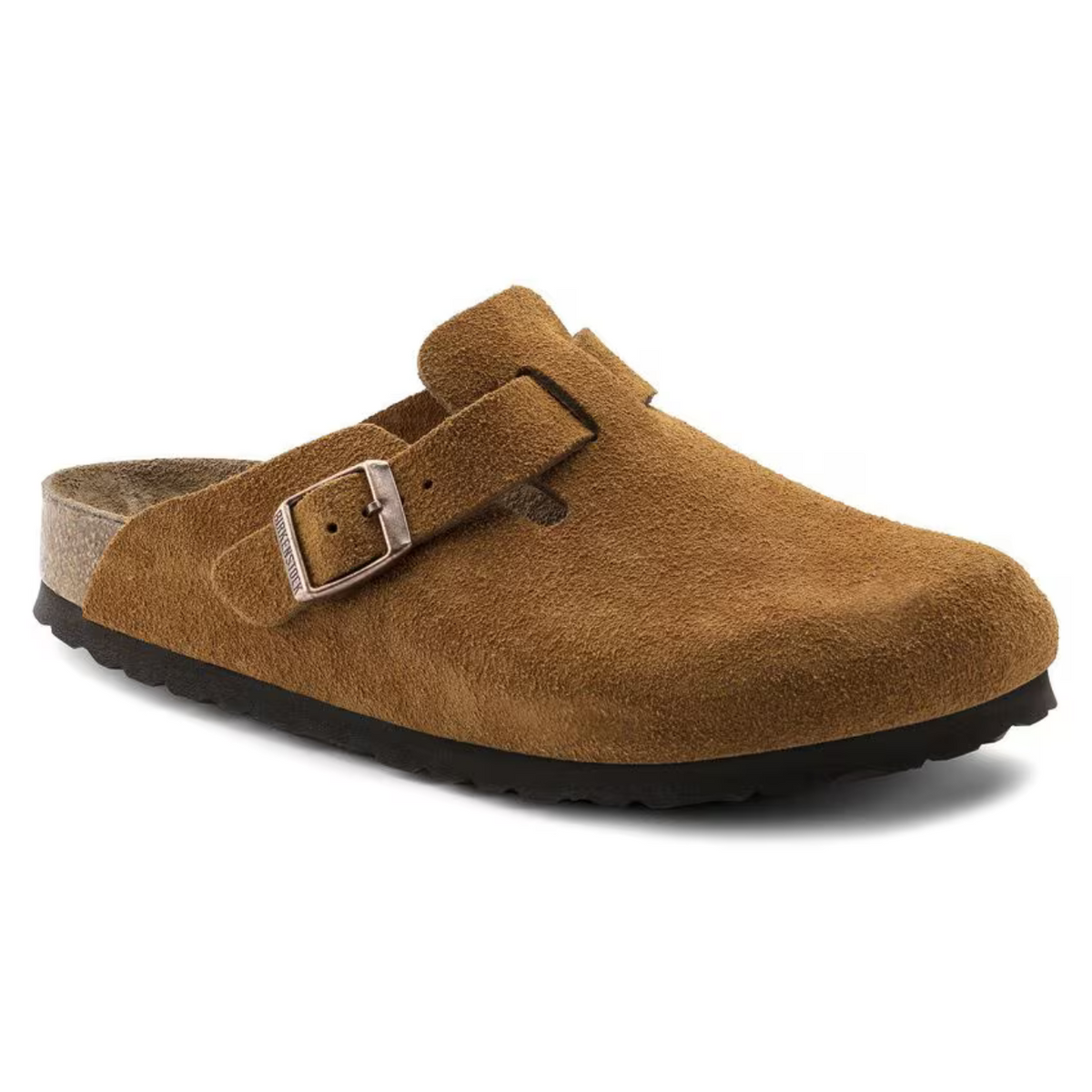 Taupefarbene Spaltleder-Clogs – Bequemes anatomisches Fussbett