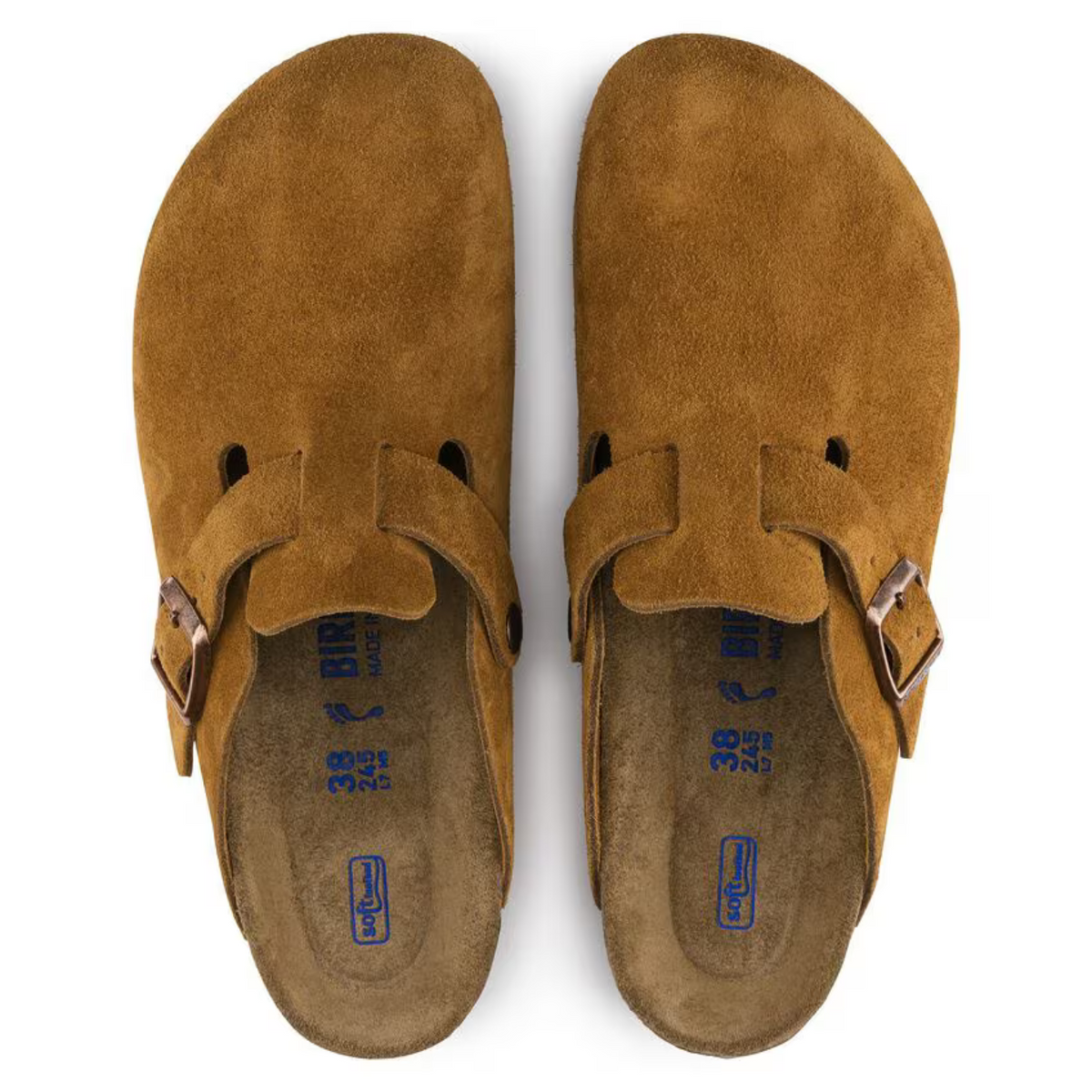 Taupefarbene Spaltleder-Clogs – Bequemes anatomisches Fussbett
