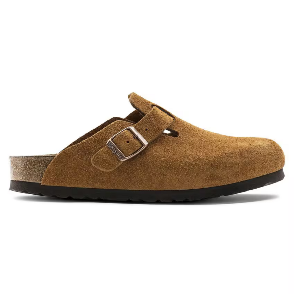 Taupefarbene Spaltleder-Clogs – Bequemes anatomisches Fussbett