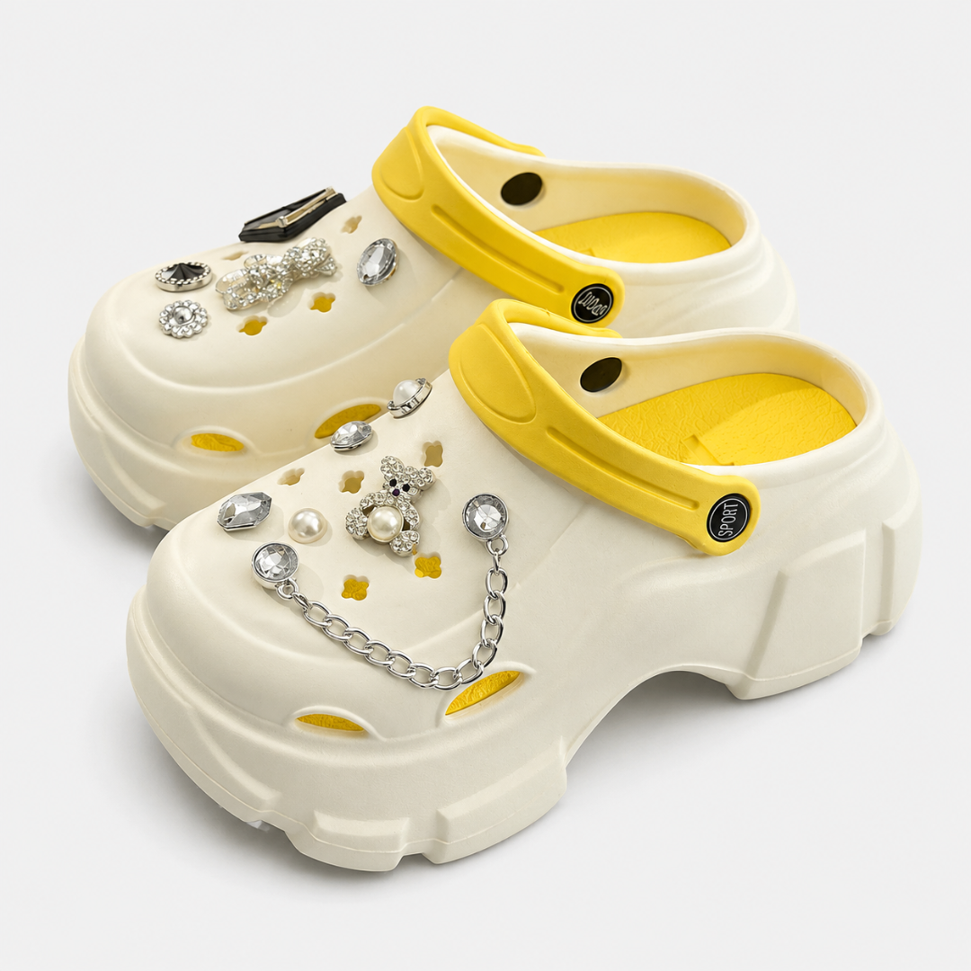Sommer-Plateau-Clogs mit dicker Sohle