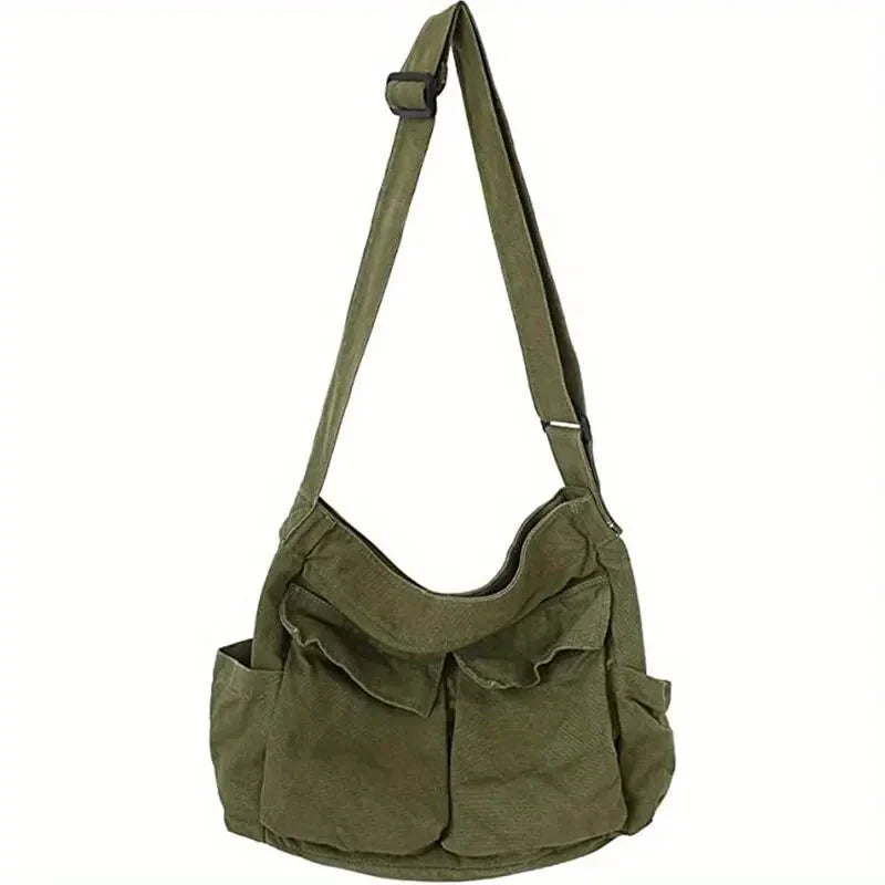 Canvas-Schultertasche für Damen – Vintage und geräumig
