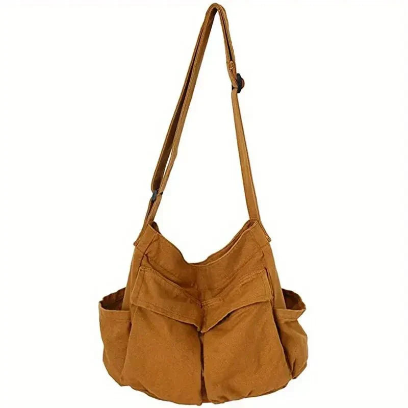 Canvas-Schultertasche für Damen – Vintage und geräumig